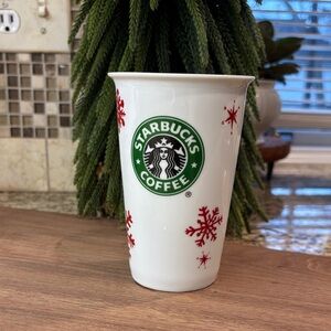 Starbucks White and Red Snowflake Mug